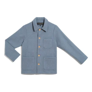 Veste en laine cardée - bleu horizon