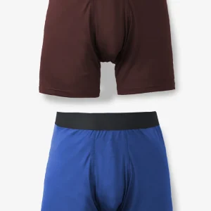 Boxer 100% laine de mérinos 2-paires - Bleu et Bourgogne